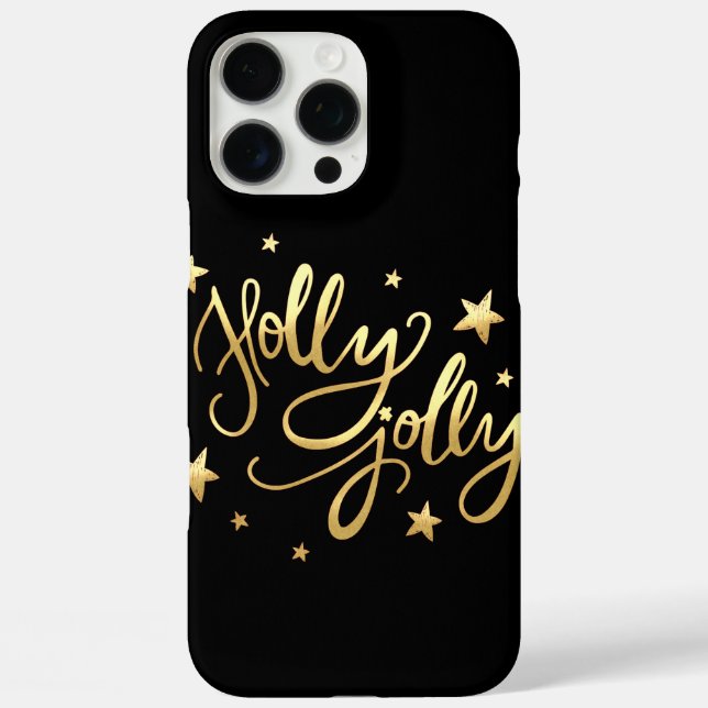 Holly Jolly | Elegante Gold Imitate Foil Script iPhone 16 Pro Max Hülle (Rückseite)