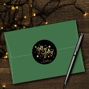 Holly Jolly Elegante Gold Imitate Foil Script Runder Aufkleber