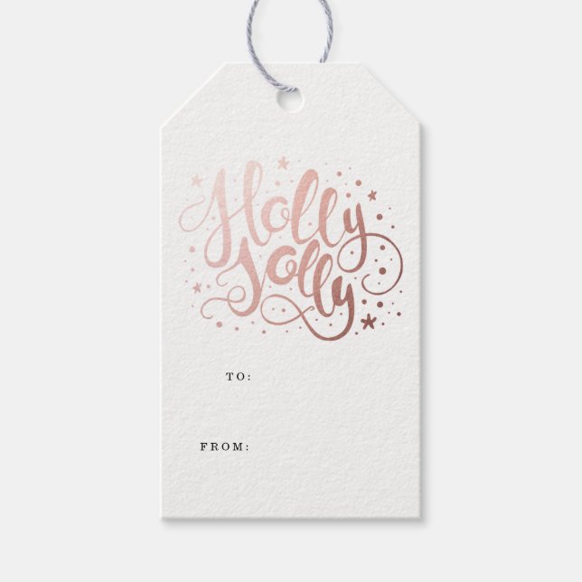 Holly Jolly | Étiquettes cadeaux de vacances (Devant)