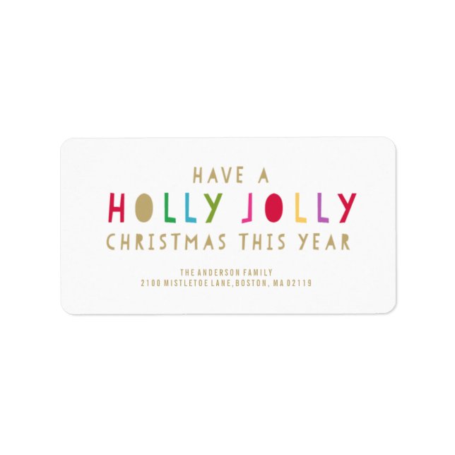 Holly Jolly | Étiquettes de adresse de vacances (Devant)