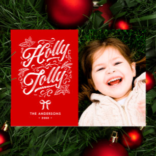 Holly Jolly Familienname und Foto Weihnachten