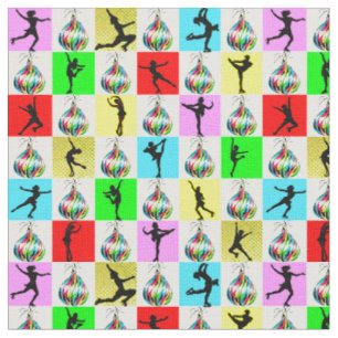 HOLLY JOLLY FIGURE SKATER CHRISTMAS DESIGN STOFF
