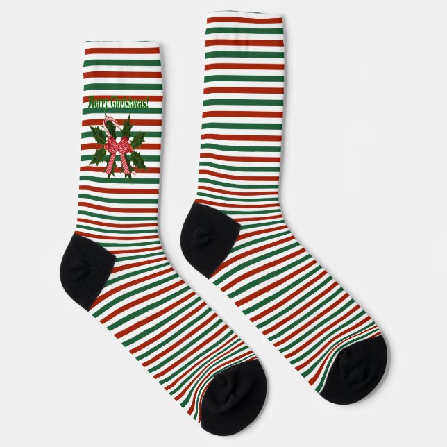 Holly Jolly Frohe Weihnachten gestreift Elf Socken (Rechts)