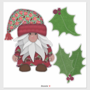 Holly Jolly Gnomie   Weihnachten Aufkleber
