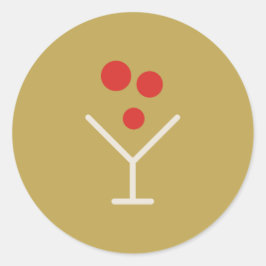 Holly Jolly Gold Martini Holiday Sticker