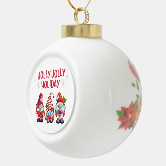 Holly Jolly Holiday Gnomes Keramik Kugel-Ornament (Rechts)
