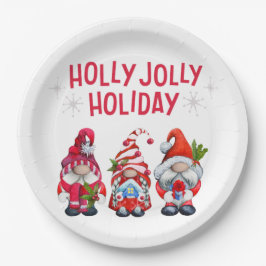 Holly Jolly Holiday Gnomes Pappteller