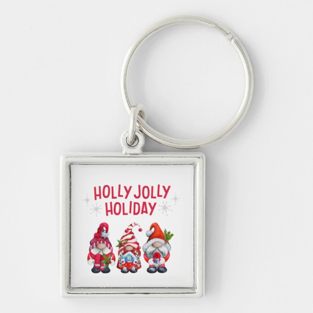 Holly Jolly Holiday Gnomes Schlüsselanhänger (Vorne)
