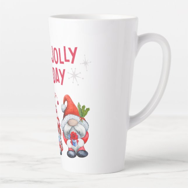 Holly Jolly Holiday Gnomes Whimsical Weihnachten Milchtasse (Rechts)