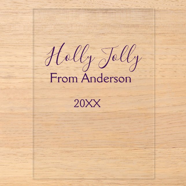 Holly Jolly holidays add name family year purple s Acryleinladungen (Vorderseite)