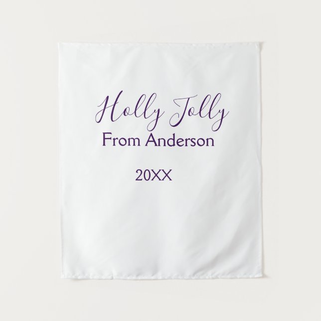 Holly Jolly holidays add name family year purple s Wandteppich (Vorderseite)