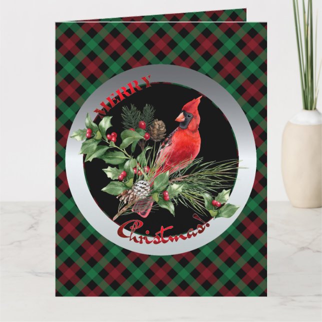 Holly Jolly Kardinal Grüße von Weihnachten Karte (Vorderseite)
