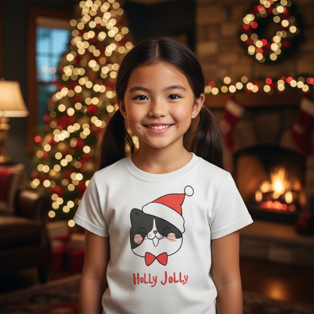 Holly Jolly Kawaii Santa Cat Weihnachts-T - Shirt (Von Creator hochgeladen)