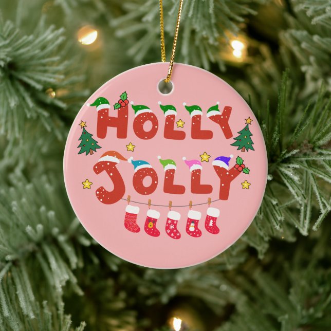 Holly Jolly Keramik Ornament (Baum)
