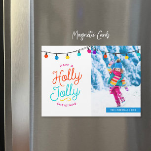 Holly Jolly Magnetische Festtagsfotokarte Magnetkarte