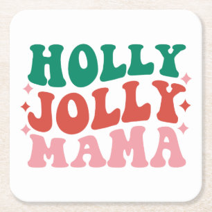 Holly Jolly Mama - Fun Holiday Design Rechteckiger Pappuntersetzer
