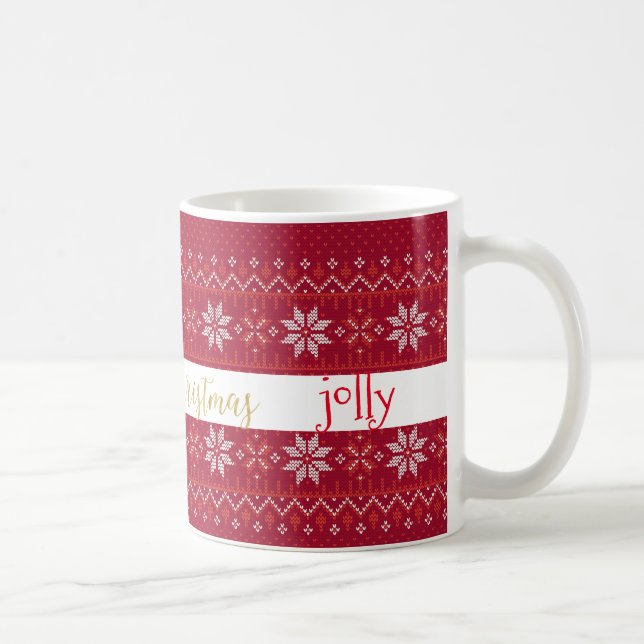 Holly Jolly Merry Fair Isle Strick Kaffeetasse (Rechts)