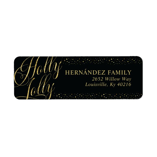 Holly Jolly Modern Black Gold Weihnachtsadresse (Vorne)