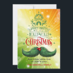 Holly Jolly Mustache Christmas Feiertagskarte<br><div class="desc">Spaß,  trendige Typografie Text Art sagt "Haben Sie ein sehr frohe Heilige Jolly Weihnachten". Unten liegt eine zauberhafte Laune mit grünem Schnurrbart aus Kiefern und roten Beeren. Hintergrund ist eine auffällige Explosion von Farbverlauf. Anpassen von unterem Text.</div>
