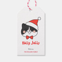 Holly Jolly Niedlich Christmas Santa Cat Geschenkanhänger