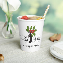 Holly Jolly Niedlich Funny Penguin Weihnachten Pappbecher