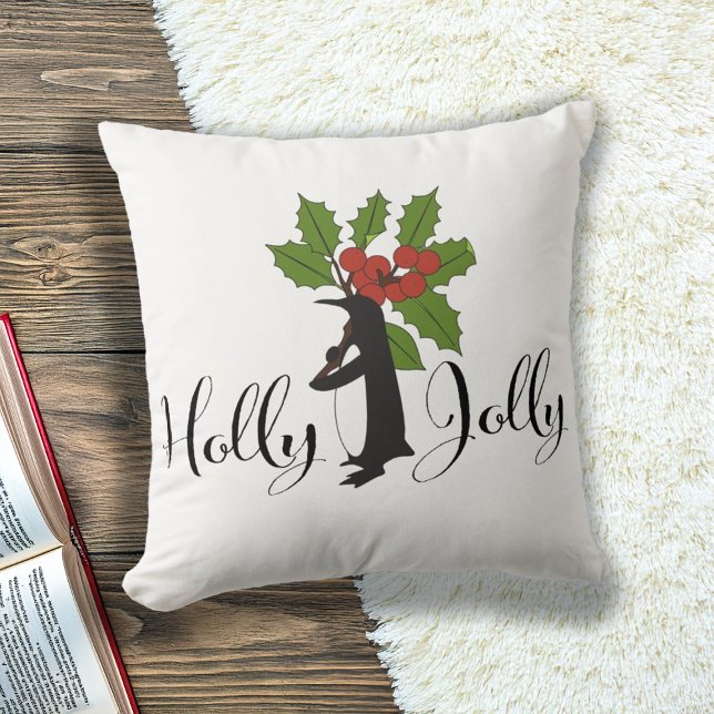 Holly Jolly Niedlich Funny Pinguin Weihnachtsfeier Kissen (Von Creator hochgeladen)