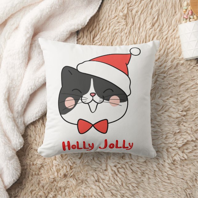 Holly Jolly Niedlich Kawaii Santa Cat Kissen (Decke)