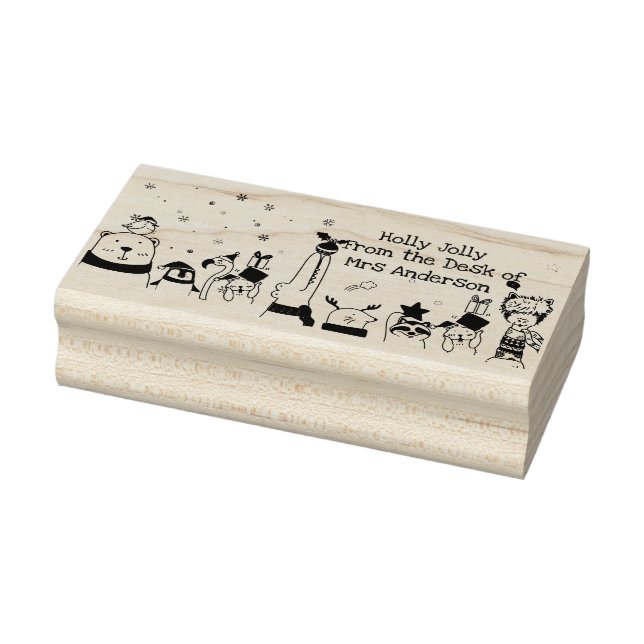 Holly Jolly Niedlich Winter Animals Lehrer Gummistempel (Stempel)
