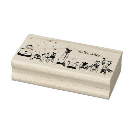 Holly Jolly Niedlich Winter Animals Weihnachten Gummistempel