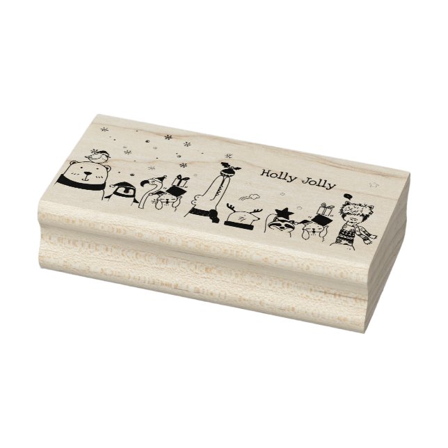 Holly Jolly Niedlich Winter Animals Weihnachten Gummistempel (Stempel)