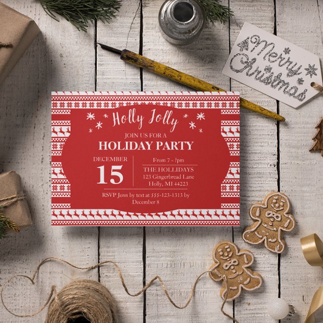 Holly Jolly Nordic Print Reindeer Holiday Einladung (Von Creator hochgeladen)