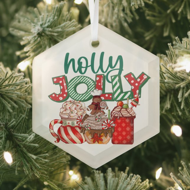 "Holly Jolly" Ornement de café de Noël, Fêtes (Insitu)