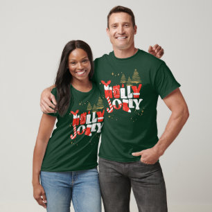 Holly Jolly Red White Gold Weihnachtsfest T-Shirt