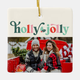 Holly Jolly Retro Foto Ornament