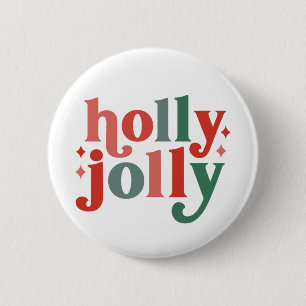 Holly Jolly - Retro Holiday Typografie Button