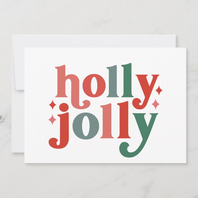 Holly Jolly - Retro Holiday Typografie Karte (Vorderseite)