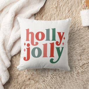Holly Jolly - Retro Holiday Typografie Kissen