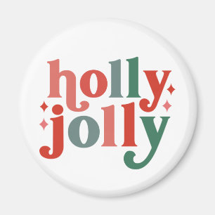 Holly Jolly - Retro Holiday Typografie Magnet