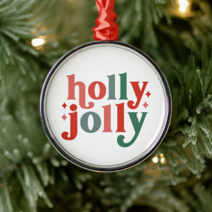 Holly Jolly - Retro Holiday Typografie Ornament Aus Metall