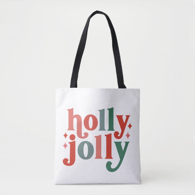 Holly Jolly - Retro Holiday Typografie Tasche (Vorderseite)