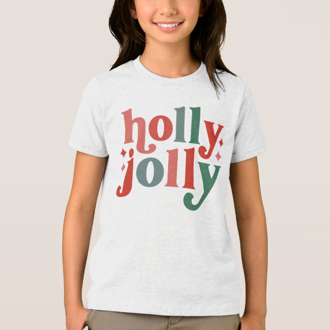 Holly Jolly - Retro Holiday Typografie Tri-Blend Shirt (Vorderseite)
