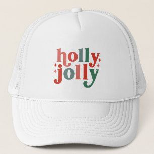 Holly Jolly - Retro Holiday Typografie Truckerkappe