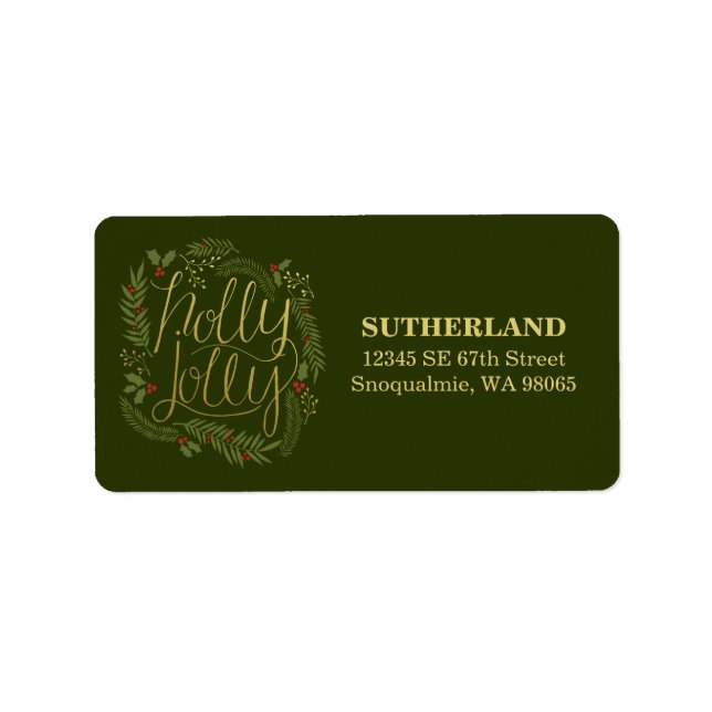 Holly Jolly Rücksendeadressen-Aufklebers Adressaufkleber (Vorne)