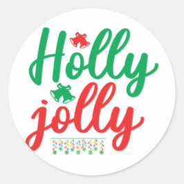 Holly jolly runder aufkleber