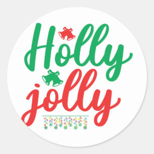 Holly jolly runder aufkleber