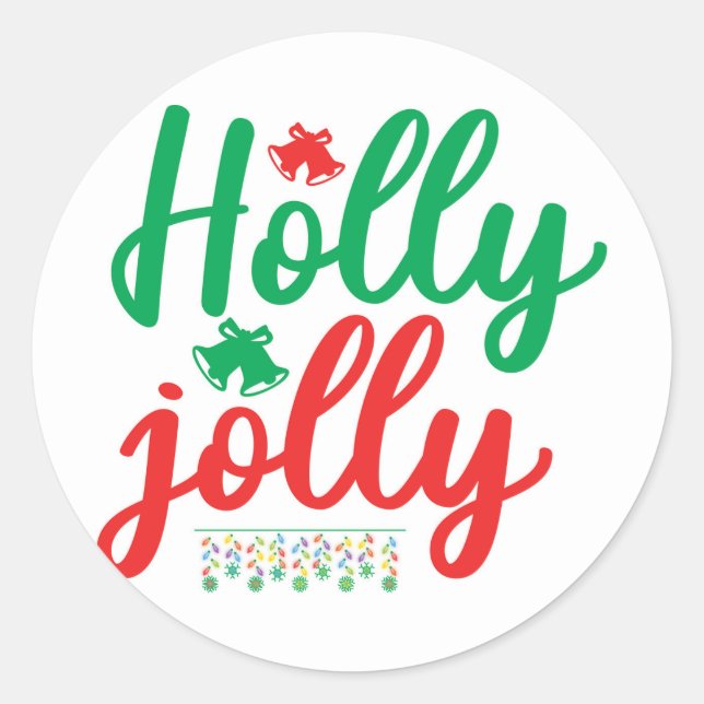 Holly jolly runder aufkleber (Vorderseite)