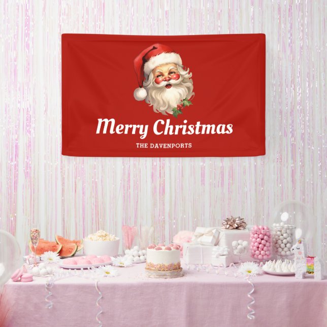 Holly Jolly Santa Claus Retro Banner (Party)