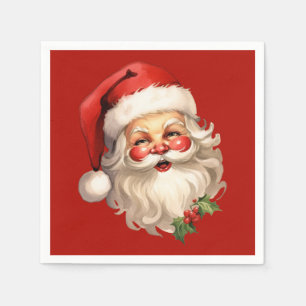 Holly Jolly Santa Claus Retro Serviette