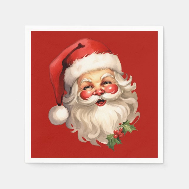 Holly Jolly Santa Claus Retro Serviette (Vorderseite)