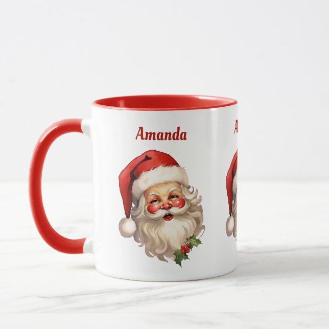 Holly Jolly Santa Claus Retro Tasse (Links)